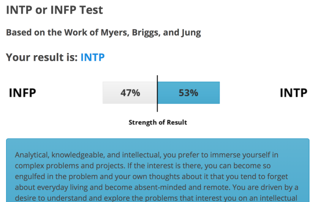 INTP or INFP Test Individual Differences Research Labs